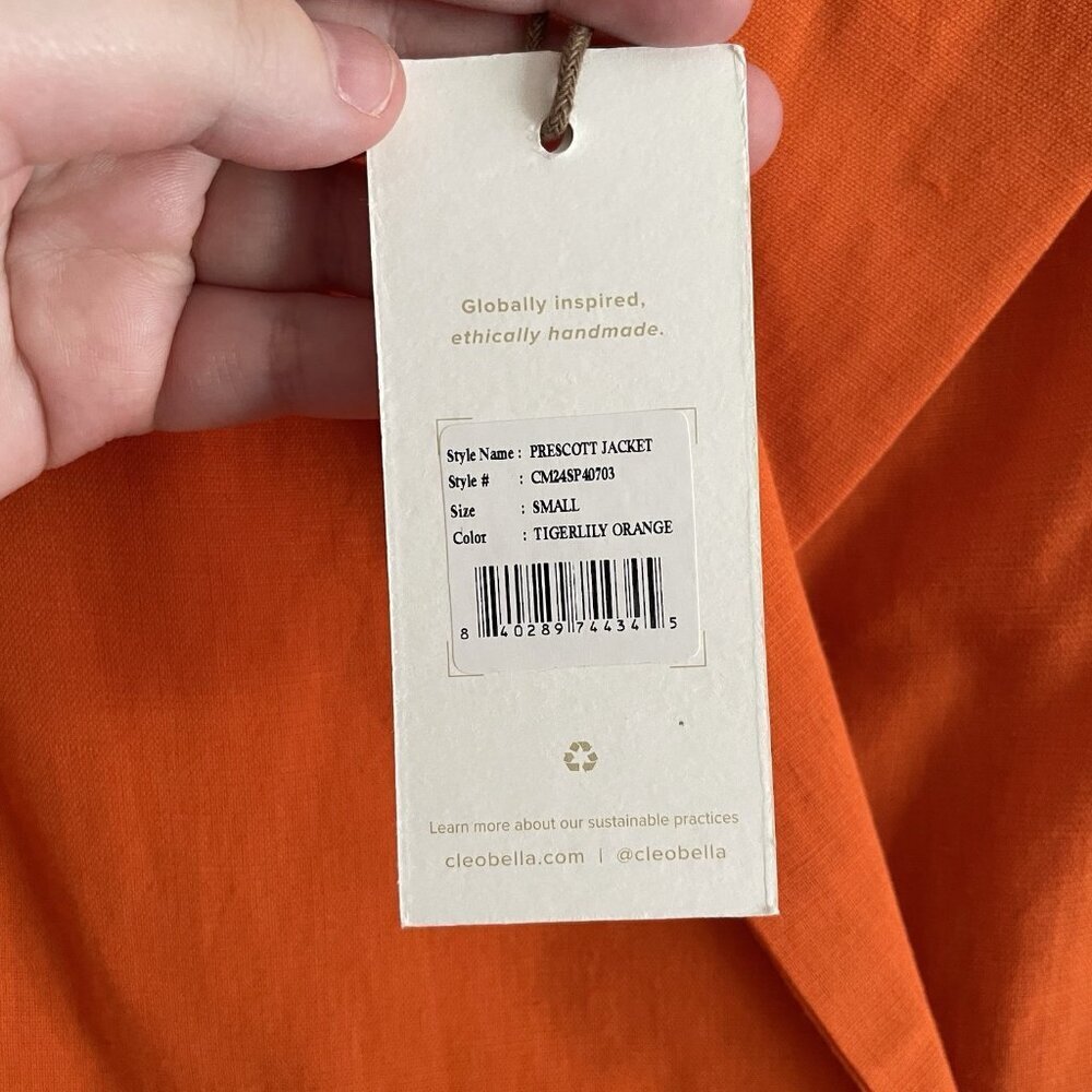 Cleobella Women S Tigerlily Orange Linen Cotton Oversized Prescott Jacket NWT - Picture 9 of 13